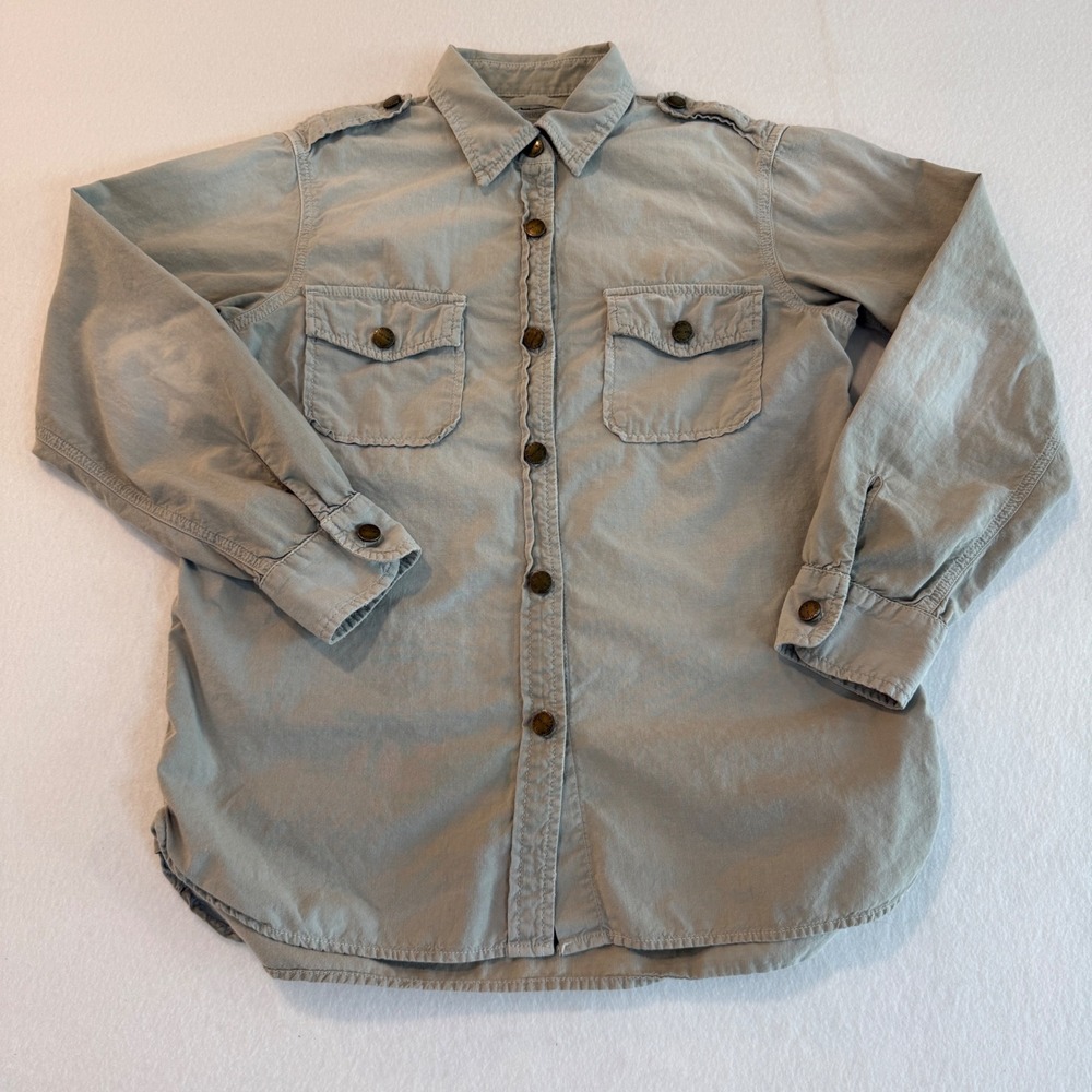 Current/Elliott The Perfect Shirt Mens Size 2 Pale Grey Military‎ Utility Button
